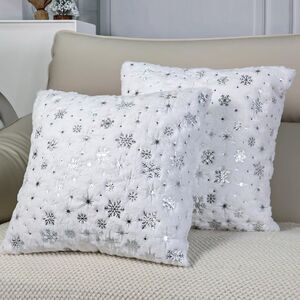 🎄 Christmas Snowflake Glitter Pillow Covers 18x18 Set of 2